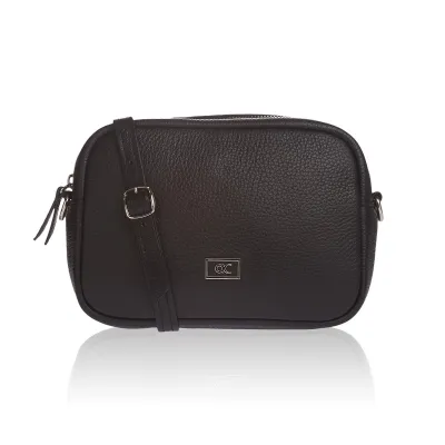 Kožená crossbody kabelka, čierna