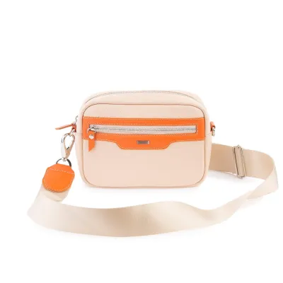 Kožená crossbody kabelka, ružová