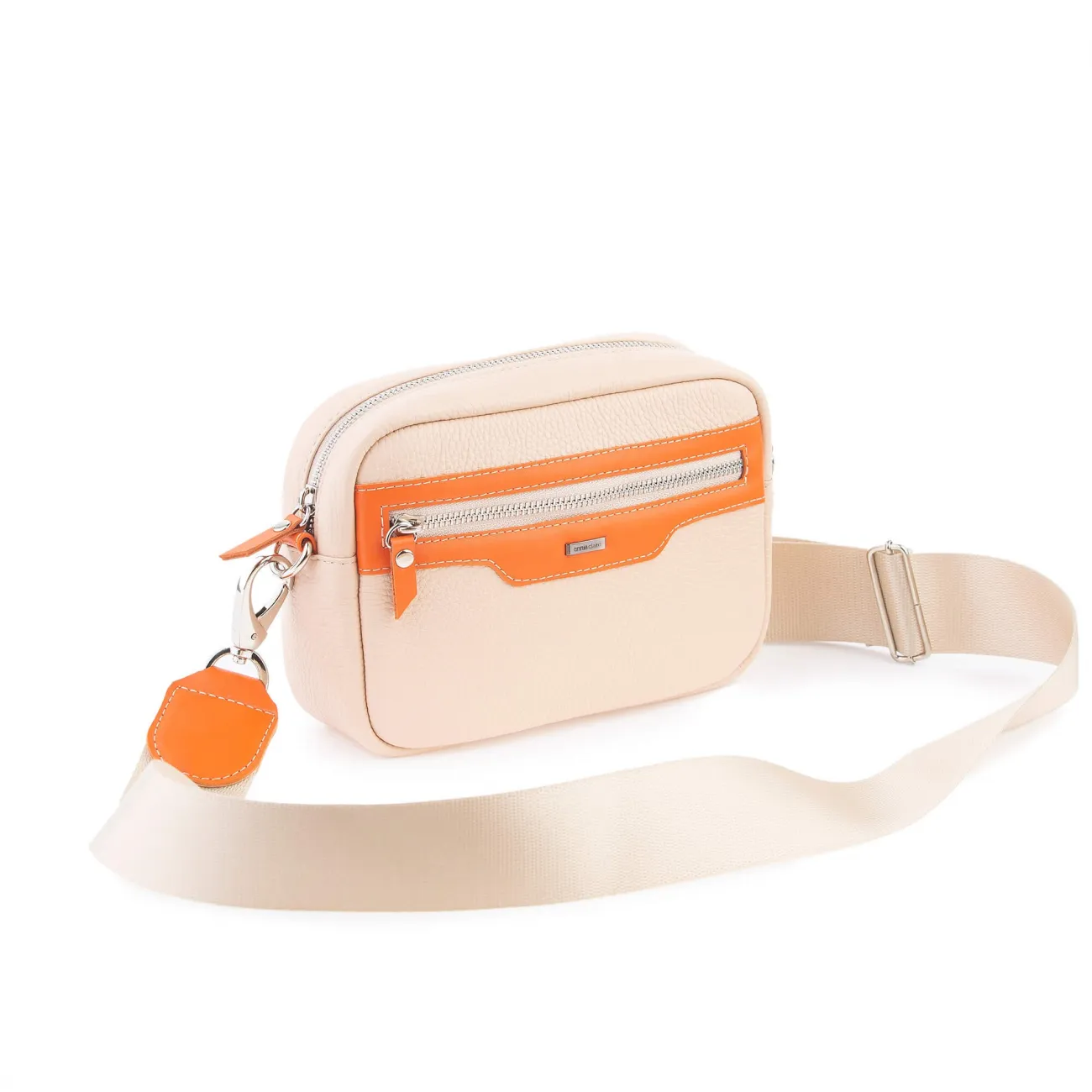 Kožená crossbody kabelka, ružová