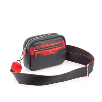 Kožená crossbody kabelka, čierna